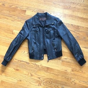 Moto Jacket Faux Leather Black Size M